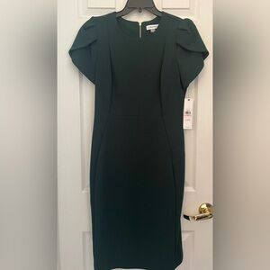 Calvin Klein Dark Green Women's Tulip Sleeve Sheath
